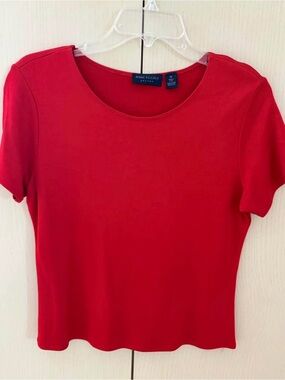 Anne Klein Bright Red Short Sleeve Scoop Neck Top